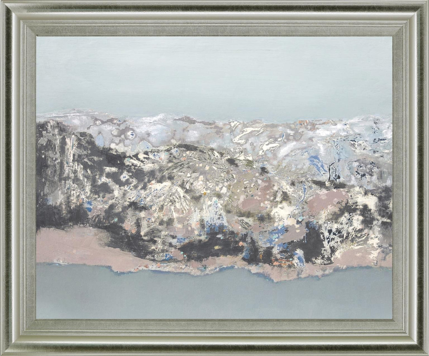Frosted Divide - 28" x 34" Framed Wall Art - Gray
