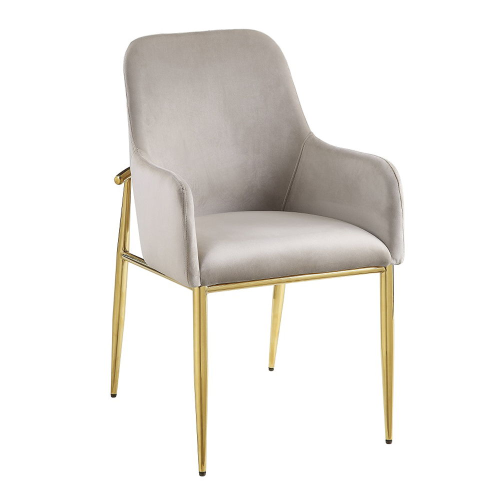 Barnard - Side Chair (Set of 2) - Gray Velvet & Mirrored Gold