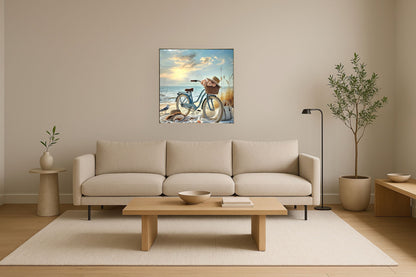 "Seaside Journey" Gloss Canvas In Frame - Blue / Beige / Brown