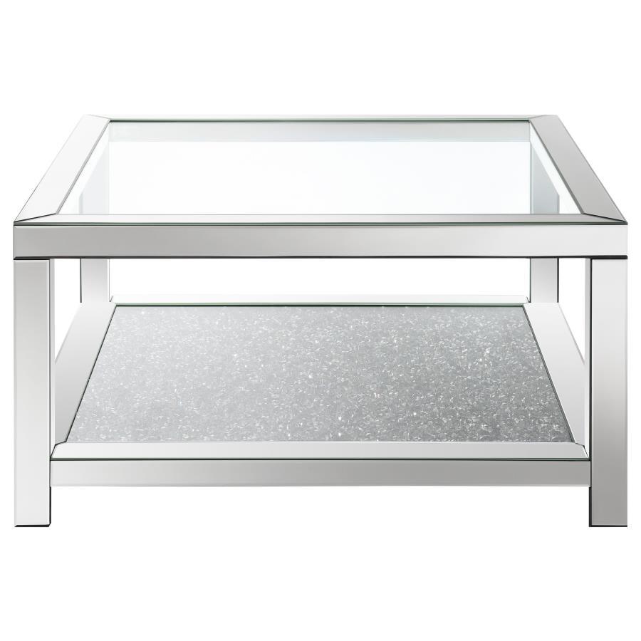 Valentina - Rectangular Coffee Table With Glass Top Mirror