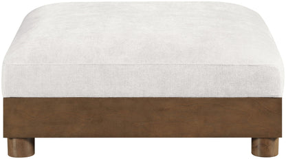 Turin - Chenille Fabric Upholstered Modular Ottoman - Walnut Base