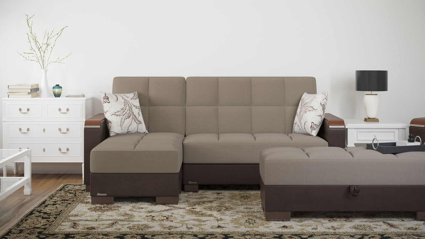 Ottomanson Armada X - Upholstered Convertible Wood Trimmed Ottoman With Storage