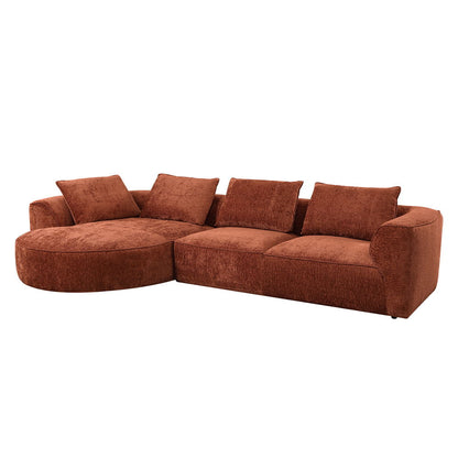 Aceso - Sectional Sofa With 4 Pillows - Rust Brown Chenille