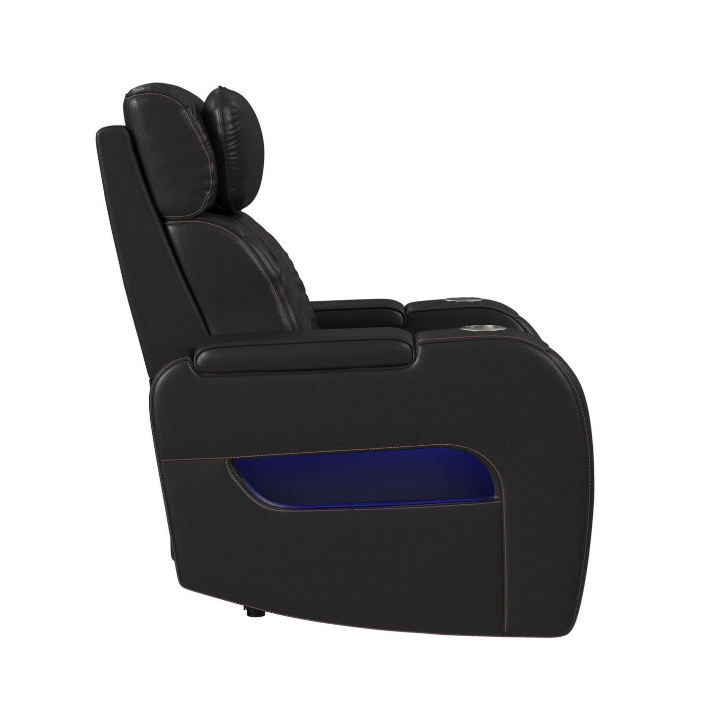 Prime Time - P3 Recliner With LED And Wireless Charger Pocket - Jett Black With Red Stitching