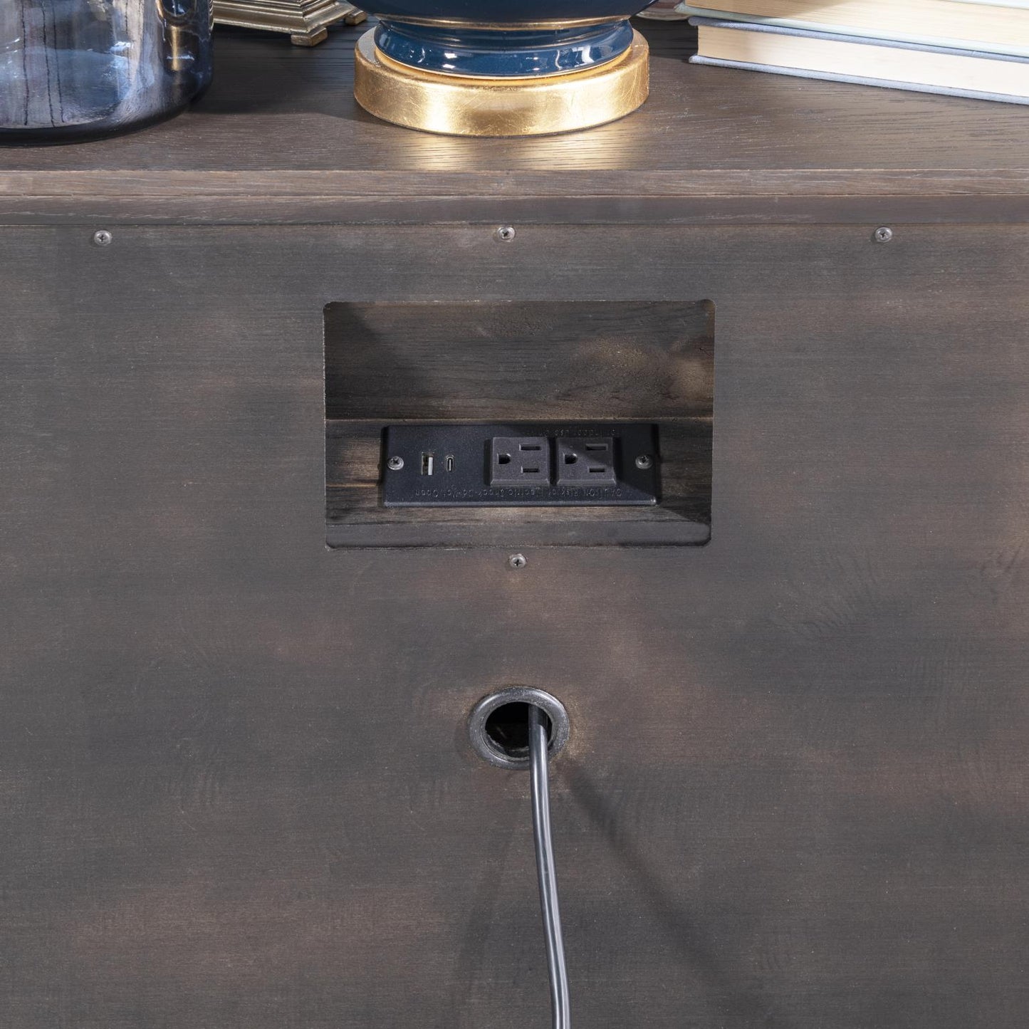 Lancia - 2 Drawer Nightstand - Charred Oak