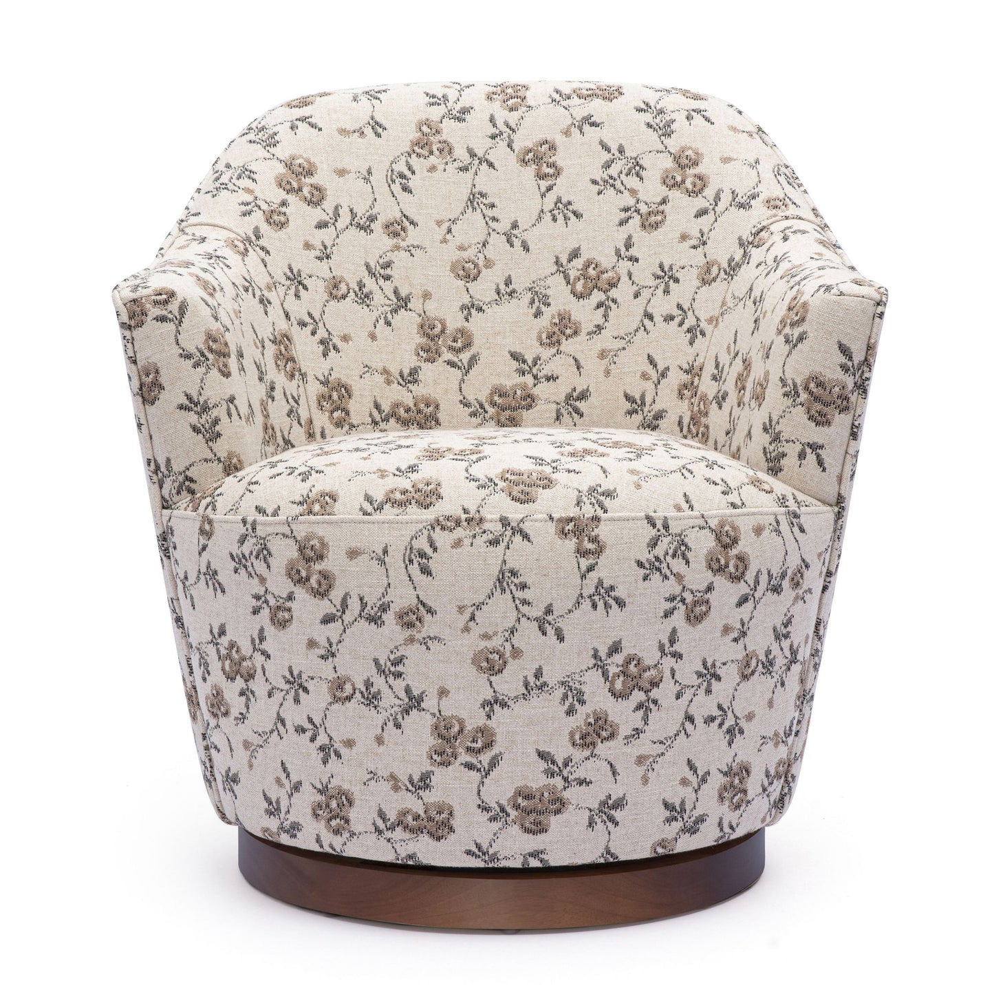 Skyla - Floral Jacquard Swivel Accent Chair - Beige