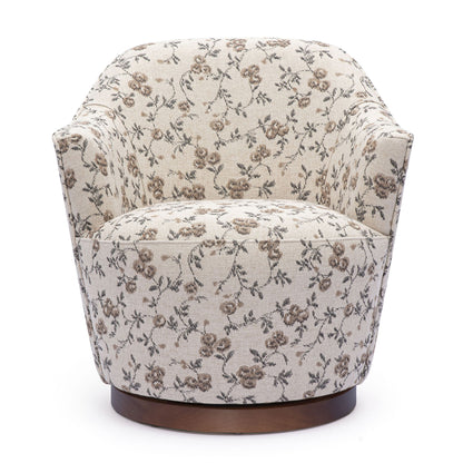 Skyla - Floral Jacquard Swivel Accent Chair - Beige