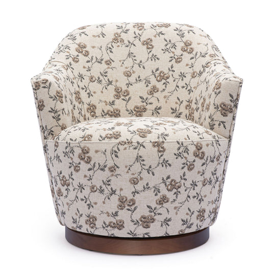 Skyla - Floral Jacquard Swivel Accent Chair - Beige