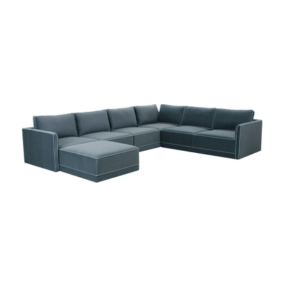 Willow - Modular Large Chaise Sectional - Misty Blue