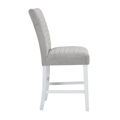 Elizaveta - Counter Height Chair (Set of 2) - Gray Velvet &White High Gloss