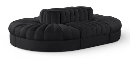 Rummi - Oval Velvet Performance Fabric Upholstered 6 Piece Modular Sectional