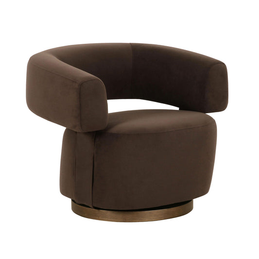 River - Performance Velvet Swivel Accent Chair - Chocolate Brown
