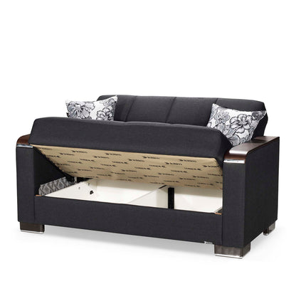 Ottomanson Armada X - Upholstered Convertible Wood Trimmed Loveseat With Storage - Polyester