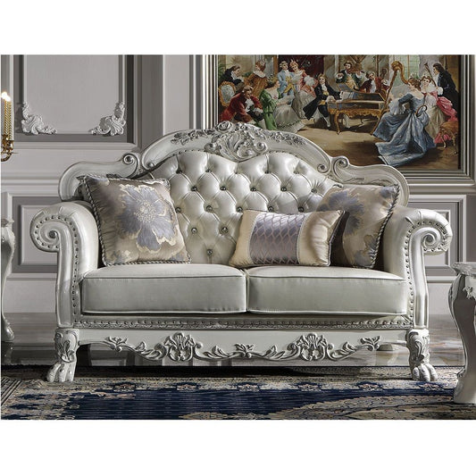 Dresden Loveseat - PU & Bone White Finish