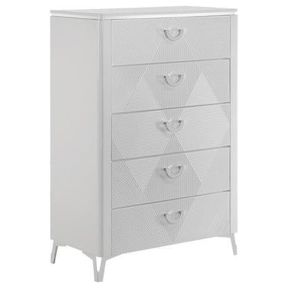 Cassia - 5-Drawer Bedroom Chest Of Drawers - White High Gloss