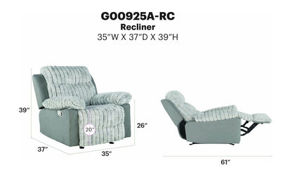 Plush - Glider Recliner With LED Belt - Gray