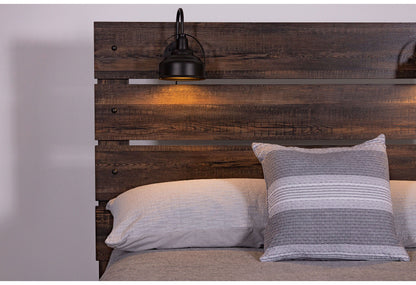 Linwood - King Bed With Lamps - Dark Oak