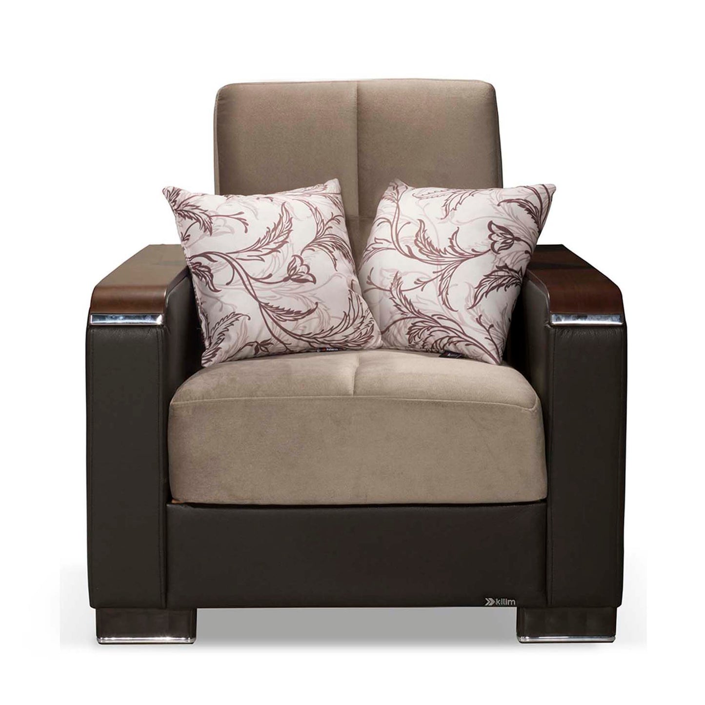 Ottomanson Armada X - Upholstered Convertible Wood Trimmed Armchair With Storage