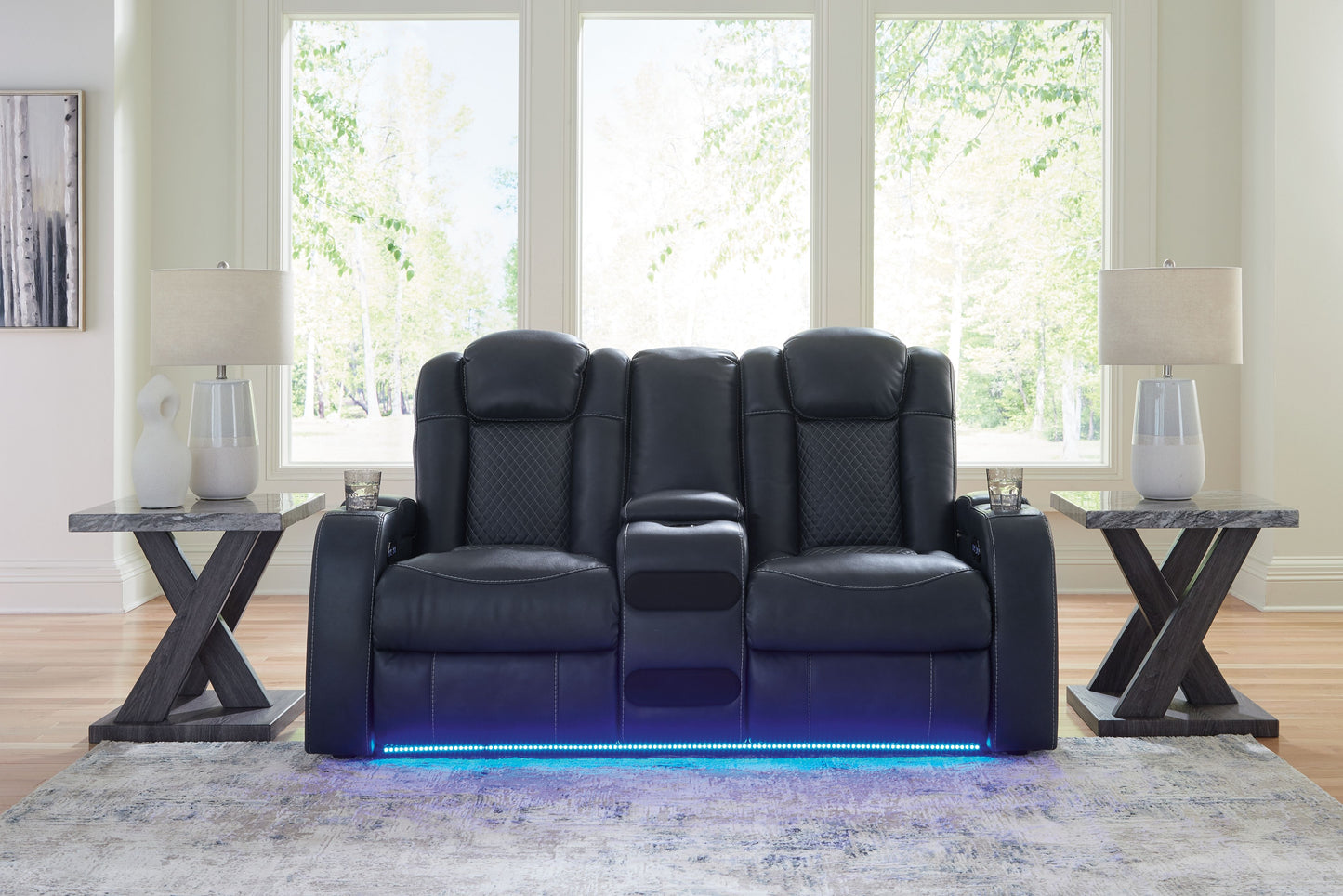 Fyne-dyme - Power Reclining Loveseat With Console/Adj Hdrst