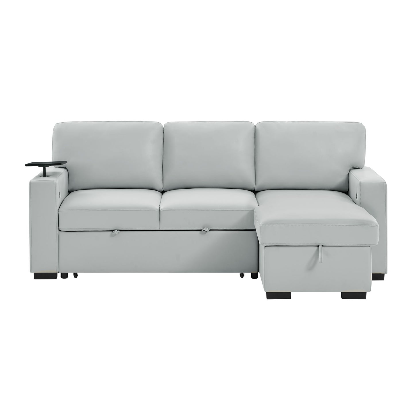 U0212 - Reversible Sofa Bed Loveseat With Pop-Up Sleeper With Drop Down Table - Silver