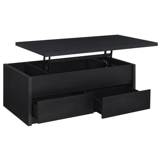 Knapp - Lift Top Cocktail Coffee Table With Dual Drawers - Black