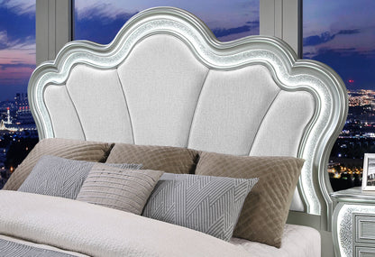 Aria - King Bed With LED - Silver