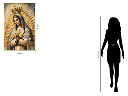 "DIVine Serenity" Hand-Embellished Canvas In Frame - Gold / Gray