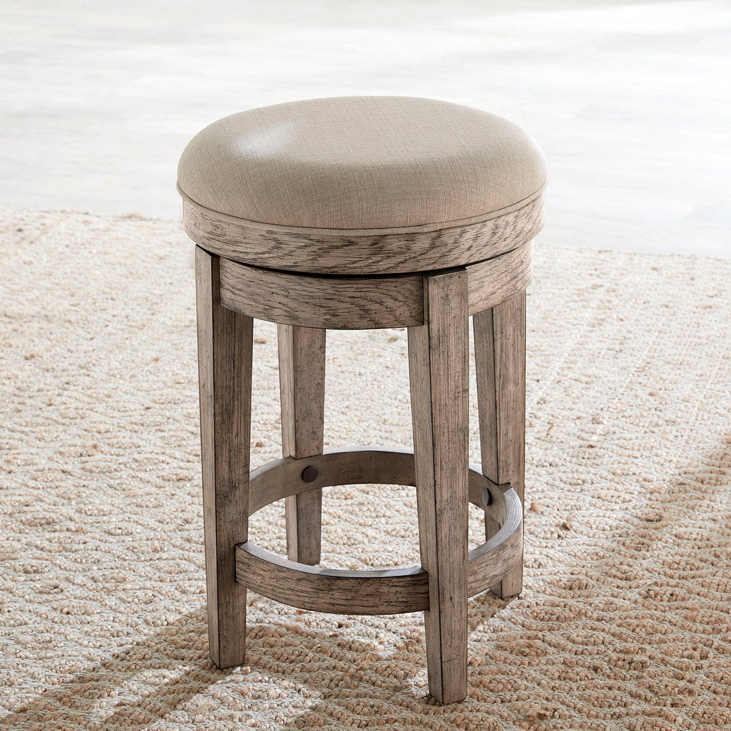 City Scape - Upholstered Swivel Console Stool - Burnished Beige