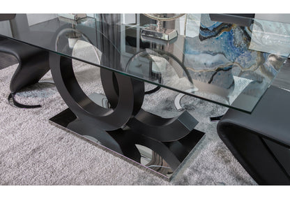 D2207 - Dining Table - Black / Clear / Silver