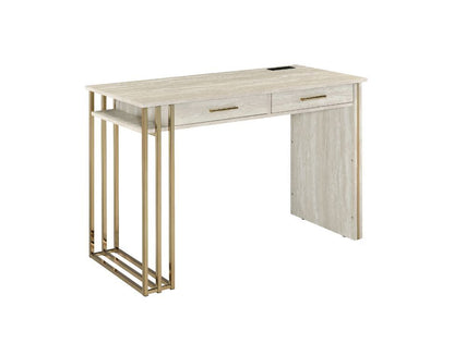 Tyeid - Desk - Antique White & Gold Finish