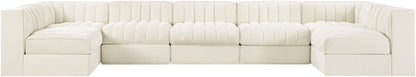 Rummi - Velvet Performance Fabric Upholstered 7 Piece Modular Sectional (With 2 Corner Chairs)