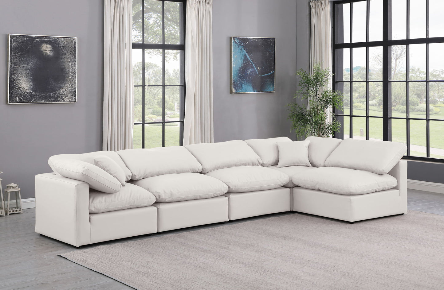 Indulge - Faux Leather 5 Piece Modular Sectional