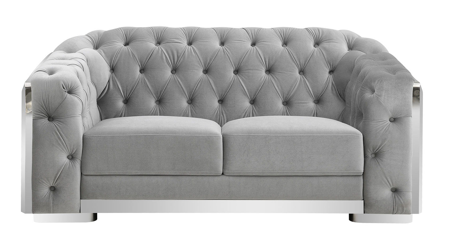 U341 - Velvet Sofa & Loveseat - Silver