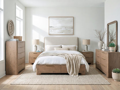 Alden - Complete Upholstered Shelter Bed With Storage Footboard