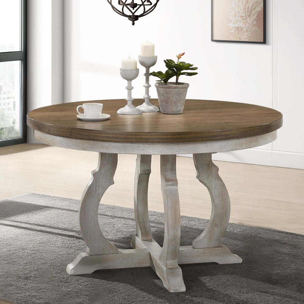 Cillin - Round Dining Table - Walnut & Antique White