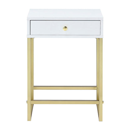 Coleen - Accent Table - White & Brass