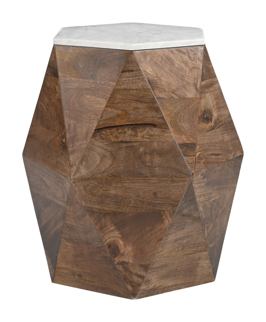 Bisel - Side Table - White / Walnut