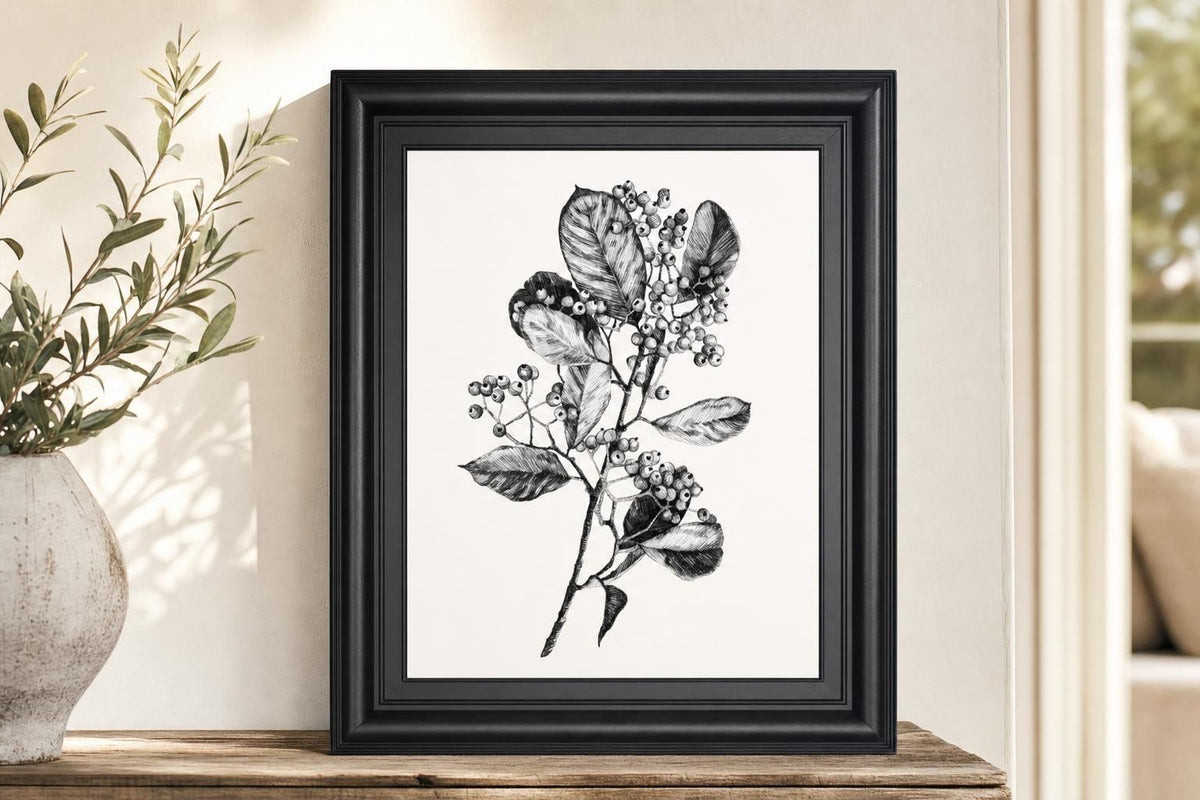 22x26 Hawthorn Berry Branch I By Emma Scarvey - White
