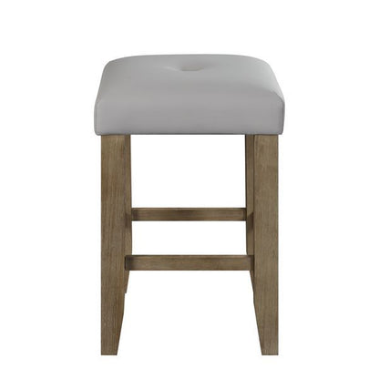 Charnell - Counter Height Stool (Set of 2) - Gray Synthetic Leather & Oak