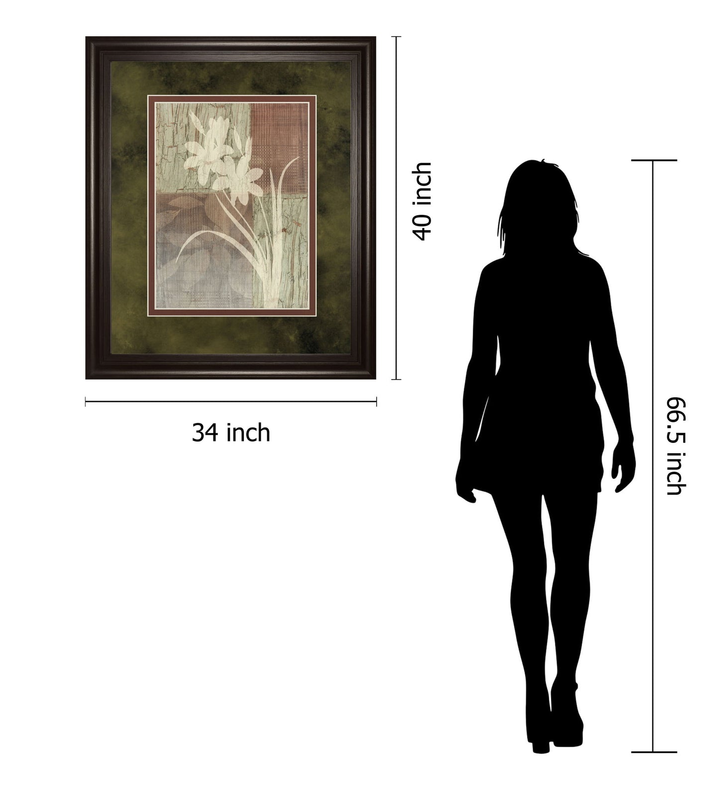 Lily Silhouette By Various - Framed Print Wall Art - Light Brown