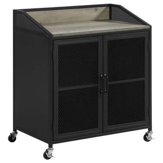 Arlette - 2 Door Mobile Home Bar Wine Cabinet - Sandy Black