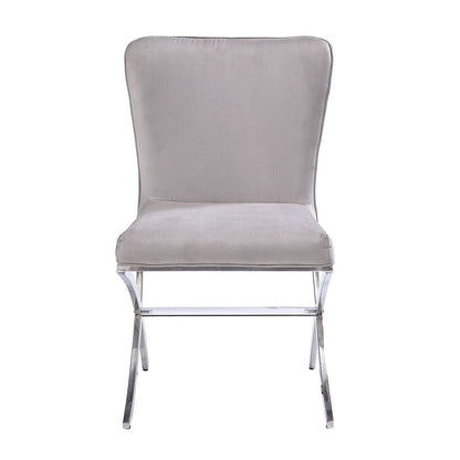 Daire - Side Chair (Set of 2) - Light Gray Velvet & Chrome