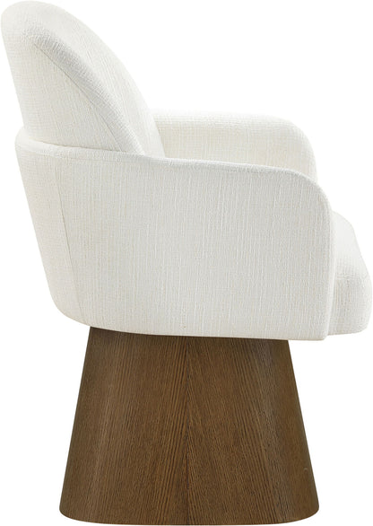 Marlowe - Linen Textured Fabric Upholstered Swivel Dining Arm Chair - Stained Brown
