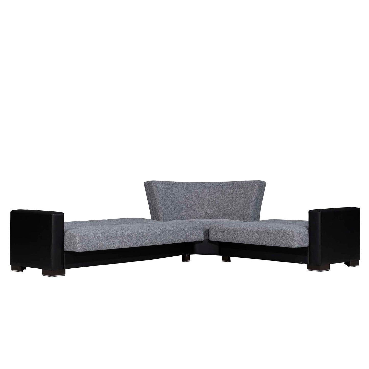 Ottomanson Armada - Upholstered Convertible Sectional With Storage - Gray/Black PU Polyester