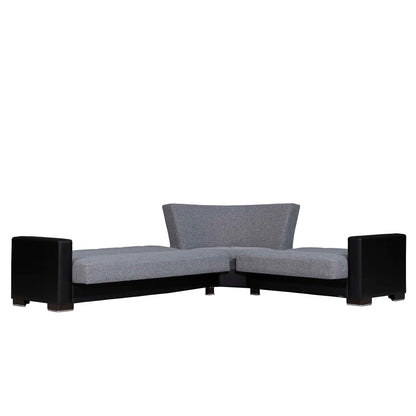 Ottomanson Armada - Upholstered Convertible Sectional With Storage - Gray/Black PU Polyester