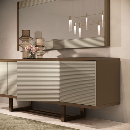Linea - 4 Door Buffet - Light Beige / Brown