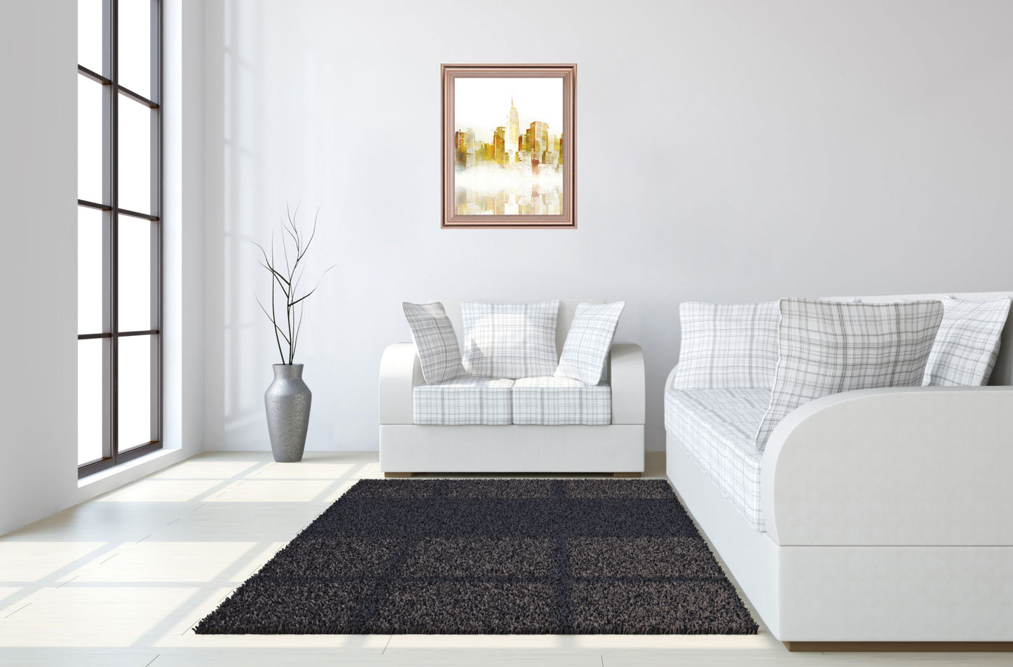 Golden Dawn Skyline - 28" x 34" Framed Wall Art - Yellow