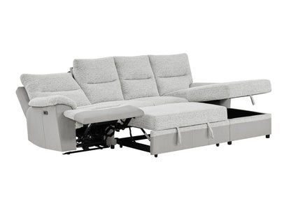 U3822 - Sectional With Pull Out Bed And USB - Light Gray