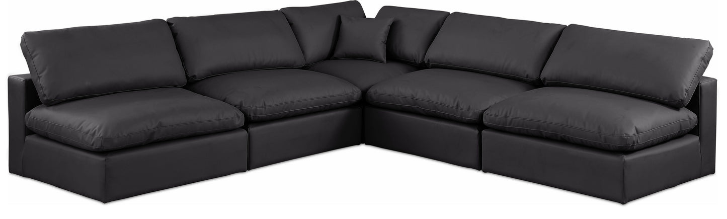 Comfy - 5 Piece Faux Leather Modular Corner Armless Sectional