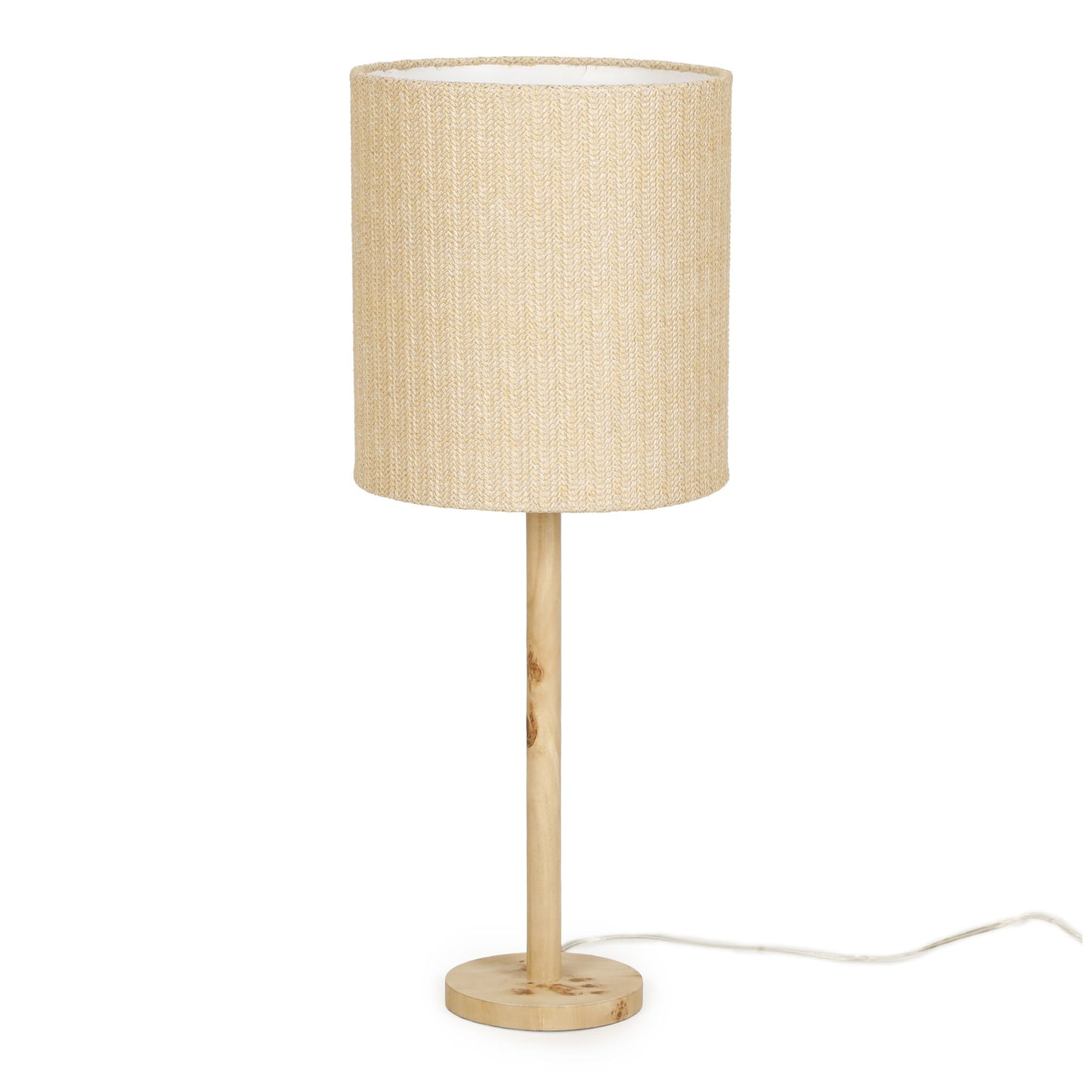 Lamia - Burl and Raffia Designer Table Lamp - Natural